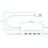 4-Port USB Hub Highspeed Multiport extra flach 4x USB-A / PC / Laptop / TV Multistecker - Weiss