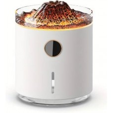 Luftbefeuchter Vulkan Flame Aroma Diffusor mit Digitalanzeige & LED Flamme - Weiss