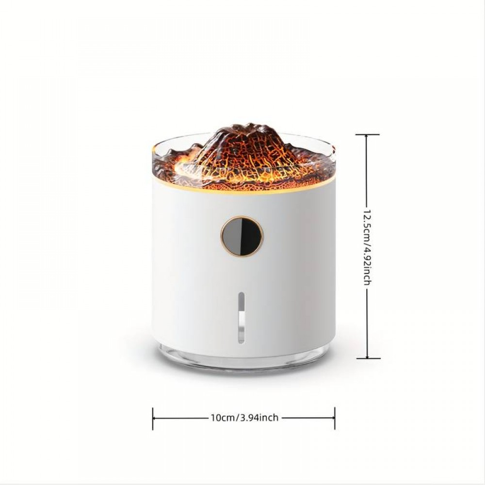 Luftbefeuchter Vulkan Flame Aroma Diffusor mit Digitalanzeige & LED Flamme - Weiss