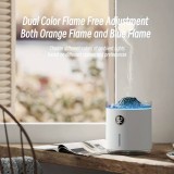 Luftbefeuchter Vulkan Flame Aroma Diffusor mit Digitalanzeige & LED Flamme - Weiss
