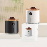 Humidificateur Volcan-Flame diffuseur d'arômes avec affichage digital & flamme LED - Blanc