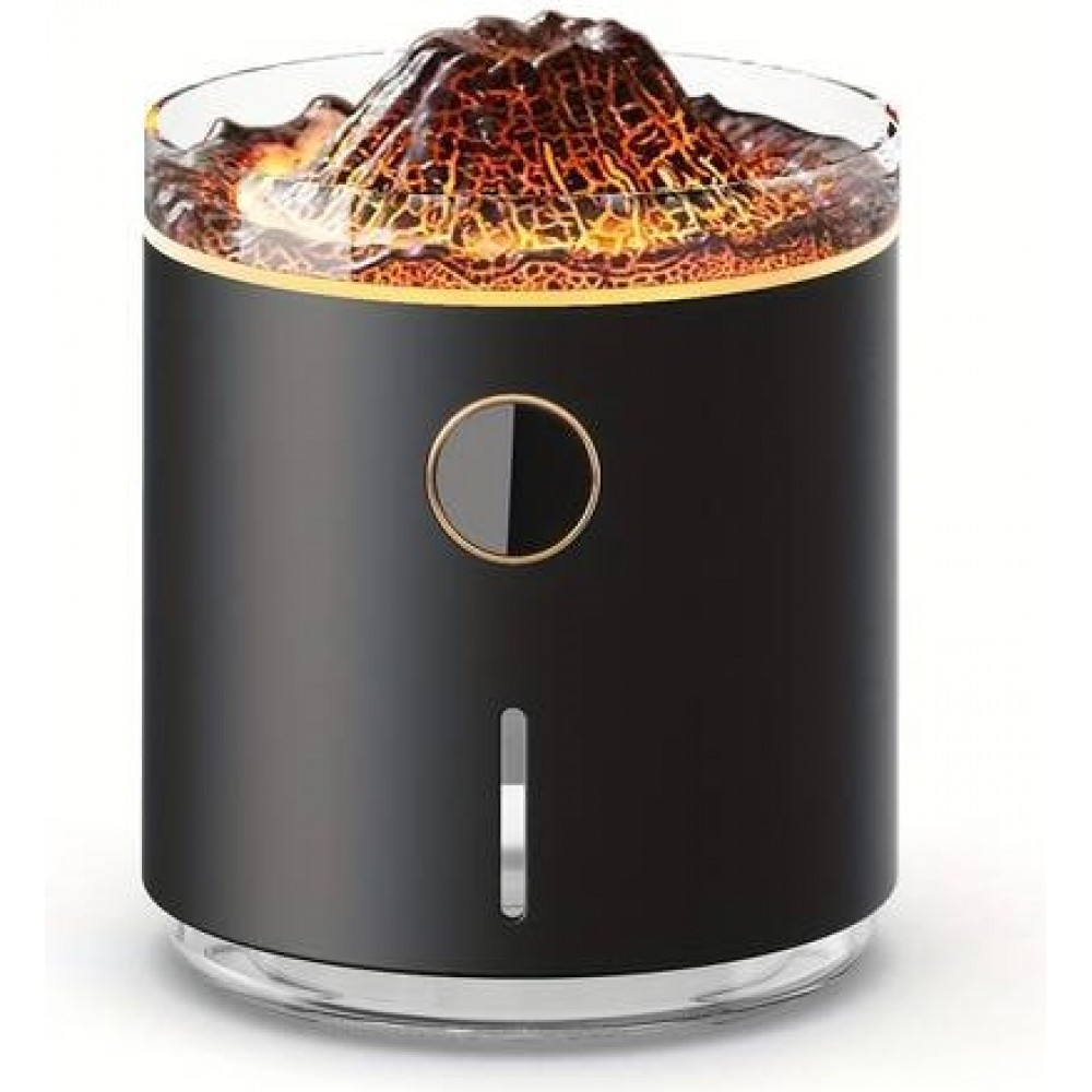 Humidificateur Volcan-Flame diffuseur arômes avec affichage digital & flamme LED - Noir