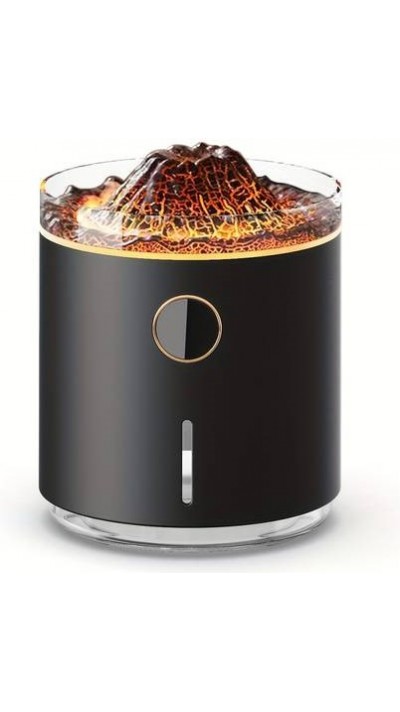 Humidificateur Volcan-Flame diffuseur arômes avec affichage digital & flamme LED - Noir