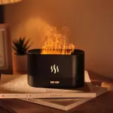 Humidificateur cheminée vapeur effet feu LED - Noir