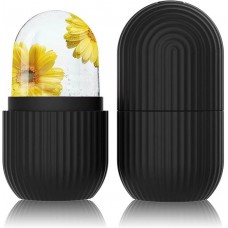 Ice face rouleau de massage facial cryothérapie en silicone outil de soin et massage de la peau - Noir