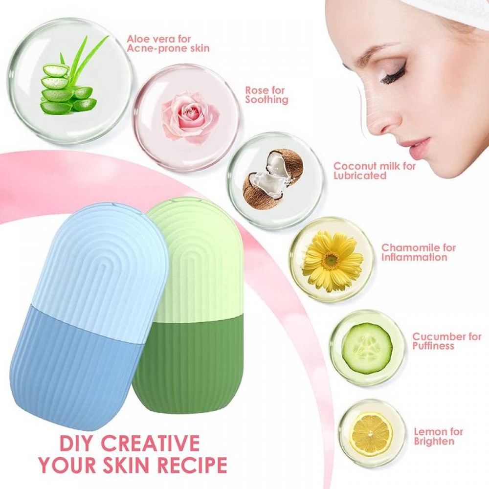 Ice face rouleau de massage facial cryothérapie en silicone outil de soin et massage de la peau - Noir
