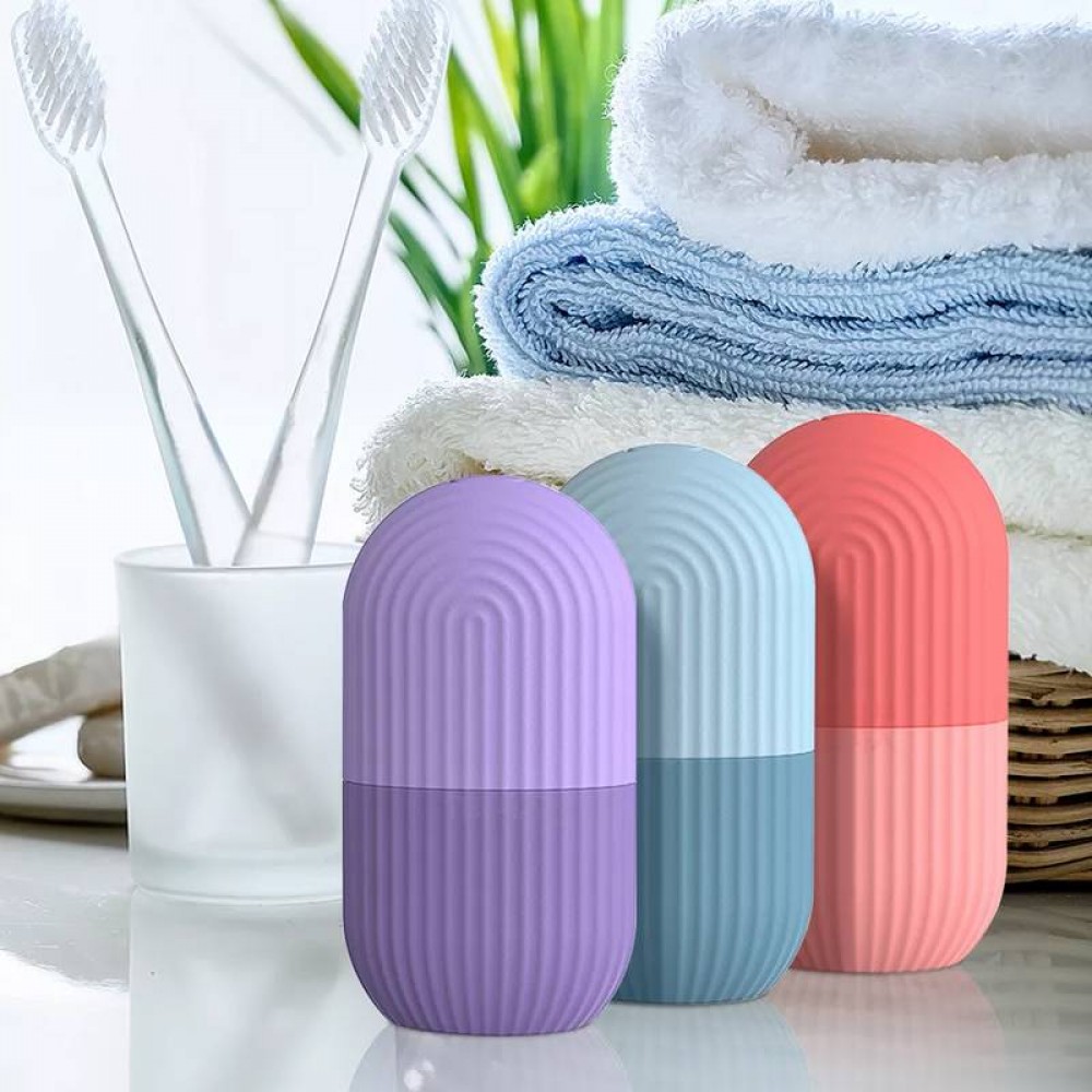 Ice face rouleau de massage facial cryothérapie en silicone outil de soin et massage de la peau - Noir