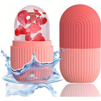 Ice face rouleau de massage facial cryothérapie en silicone outil de soin et massage de la peau - Rouge