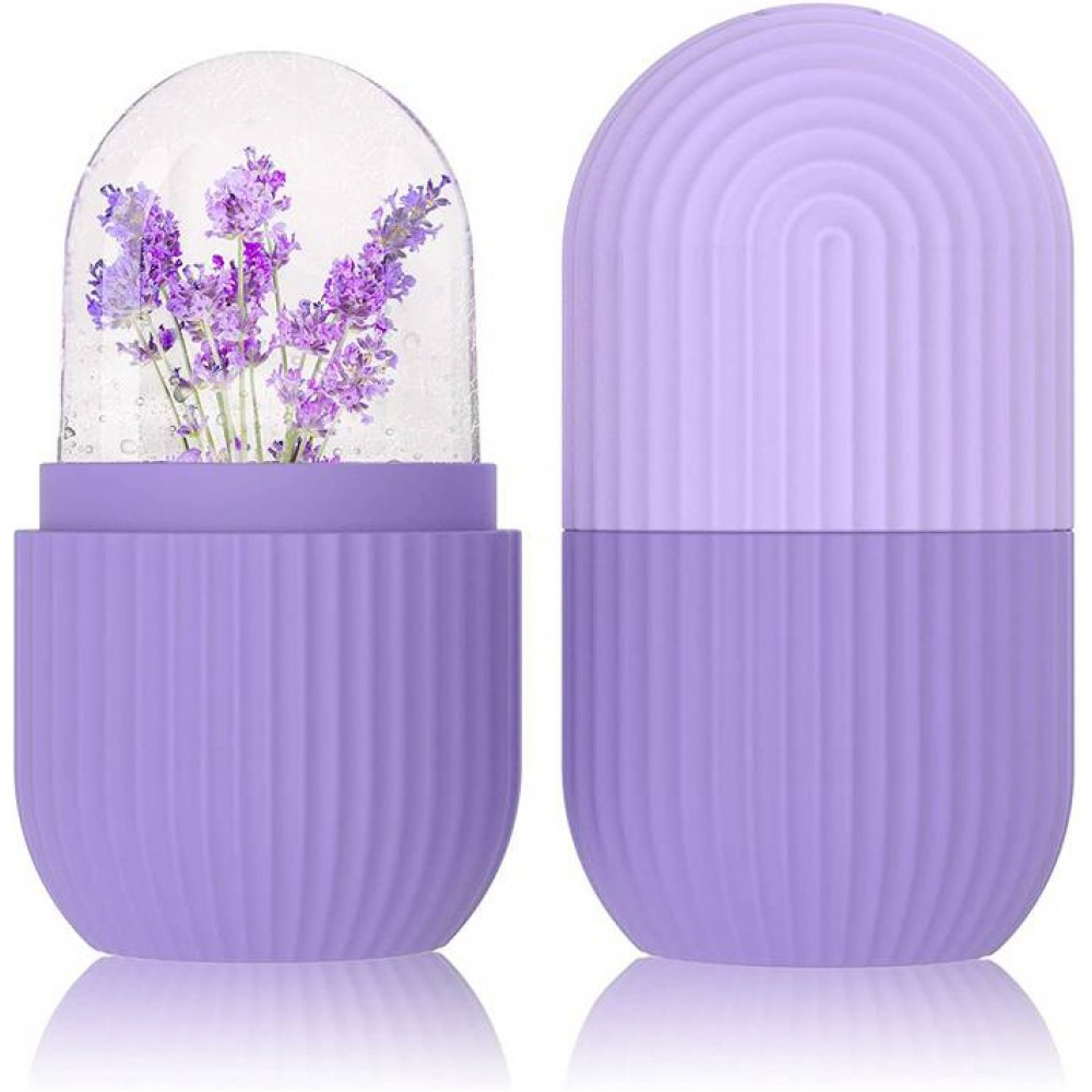 Ice face rouleau de massage facial cryothérapie en silicone outil de soin et massage de la peau - Violet