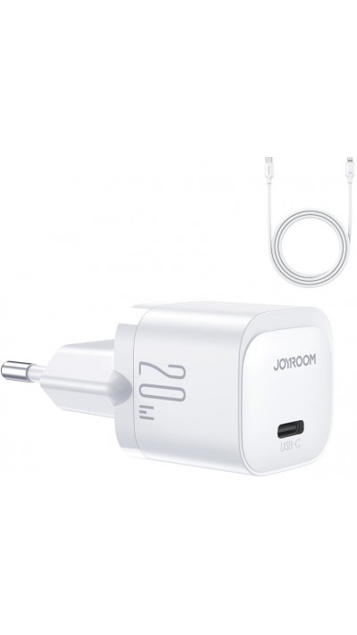 JOYROOM Mini chargeur USB-C 20W PowerDelivery fast charger + câble de charge USB-C vers Lightning - Blanc