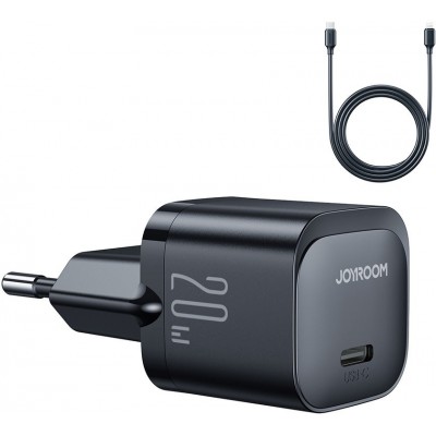 JOYROOM Mini USB-C Ladegerät 20W PowerDelivery fast charger + USB-C zu Lightning Ladekabel - Schwarz