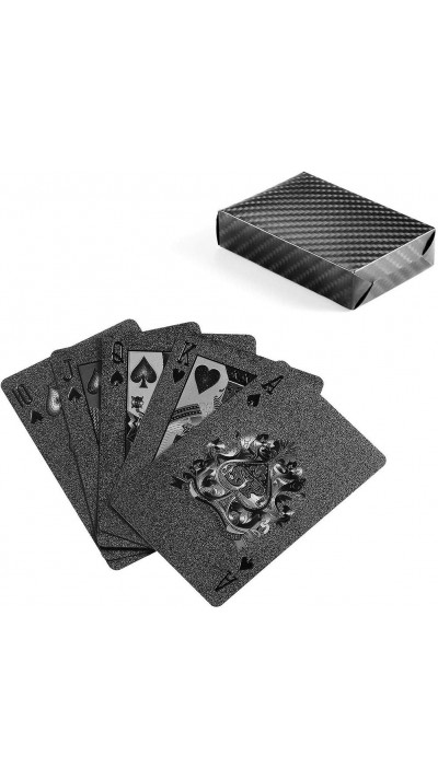 Poker Spielkarten Set - Crystal black wasserdichte und robuste Karten aus PVC - Schwarz glänzend