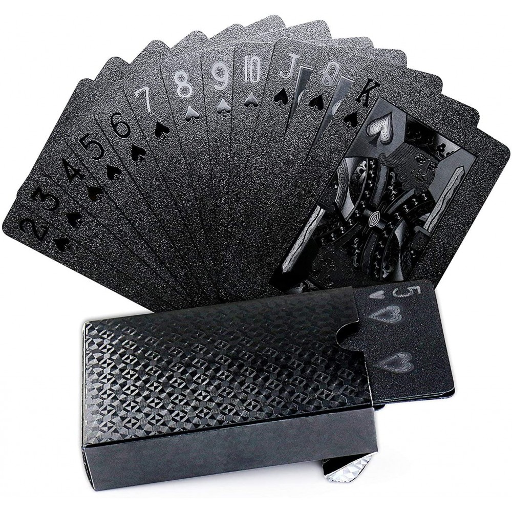 Jeu de cartes poker - Brillant crystal black cartes étanches et résistantes en PVC - Noir brillant