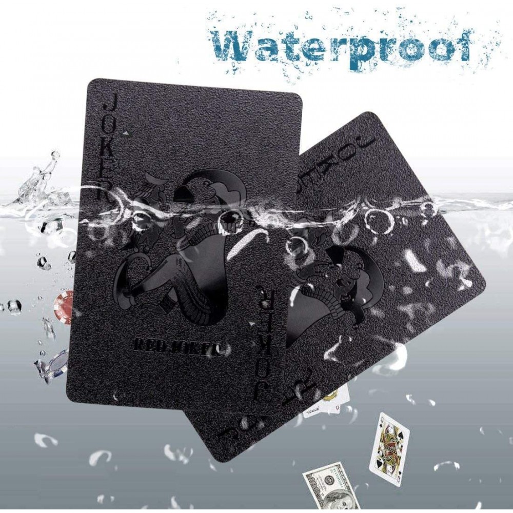 Poker Spielkarten Set - Crystal black wasserdichte und robuste Karten aus PVC - Schwarz glänzend