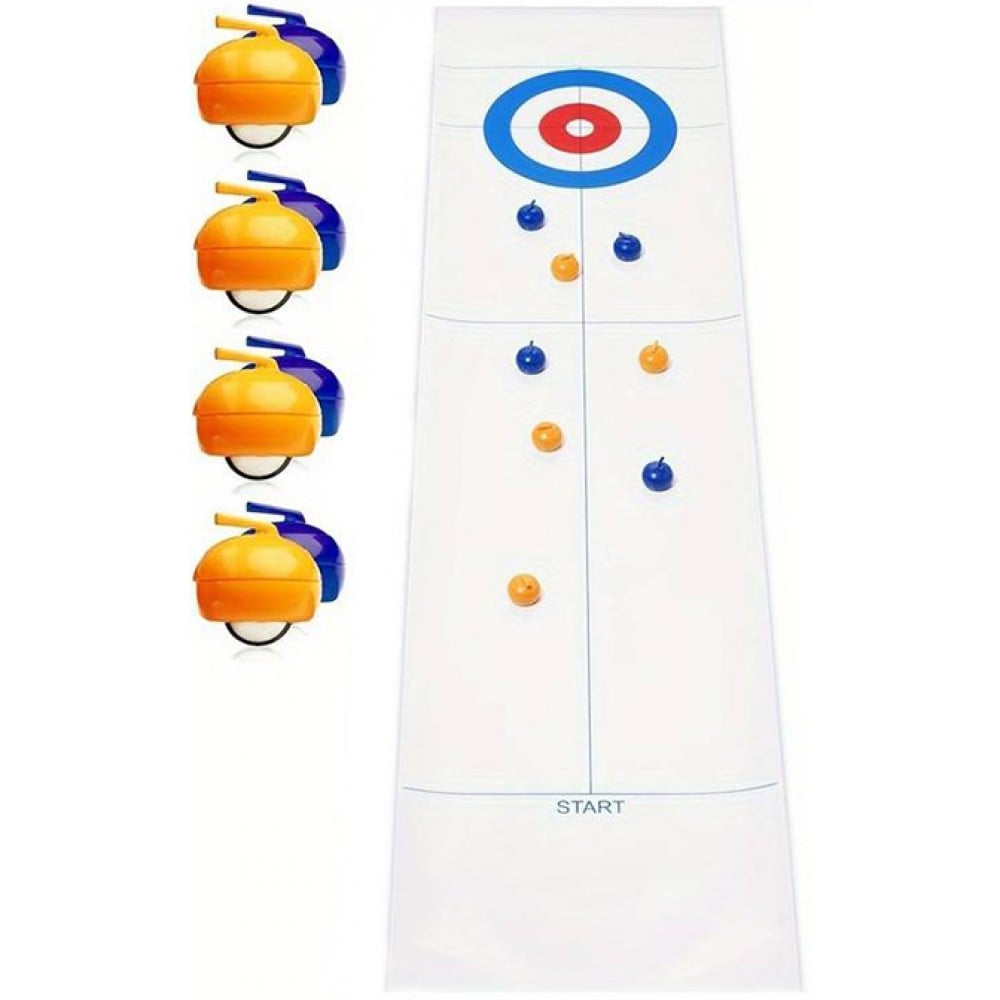 Tisch-Curling-Spiel Set mit 8 Steinen (Curling Kugel) und Matte für grosse Unterhaltung