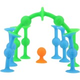 Jeu de fléchettes de table en silicone deux couleurs avec ventouse pour surfaces plates (9 pièces) - Bleu/vert