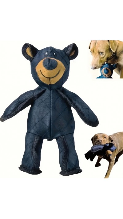 Jouet indestructible pour chien ours robuste en tissu durable - Bleu