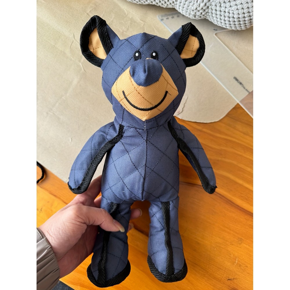 Jouet indestructible pour chien ours robuste en tissu durable - Bleu