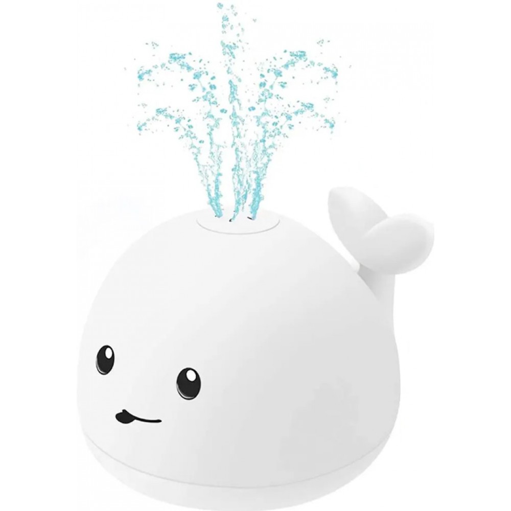 Niedlicher Spielzeug Wal für Badewanne mit LED Licht und Spritzfunktion für Baby - Weiss