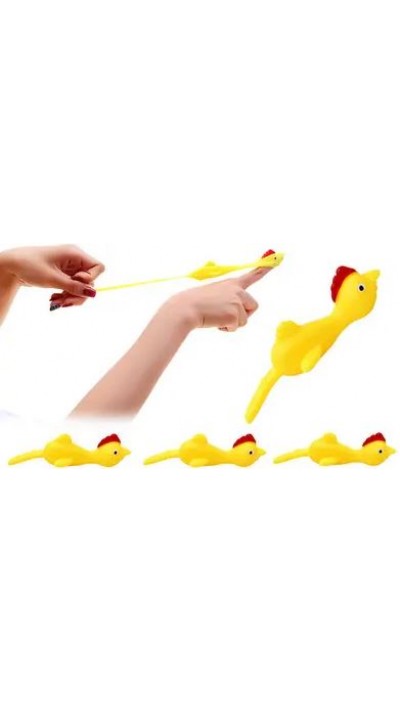Spielzeug fliegendes Huhn lustig dehnbar und klebrig Katapult zum Werfen (5 Stück) - Gelb