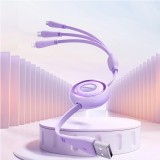 Joyroom 3 in 1 einziehbares Kabel 1m USB-A auf USB-C + Lightning + microUSB - Weiss