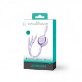 Joyroom 3 in 1 einziehbares Kabel 1m USB-A auf USB-C + Lightning + microUSB - Violett
