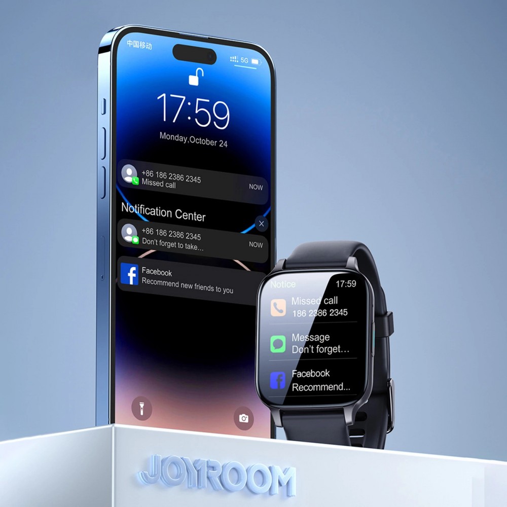 Joyroom Fit-Life JR-FT3 smartwatch Bluetooth IP68 compatible avec iPhone & Android - Noir