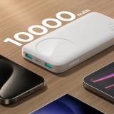 Joyroom 3 in 1 Powerbank mit 10000mAh Kapazität clean Design 2x USB-A 2.4 & 1x USB-C (In+Out) - Weiss