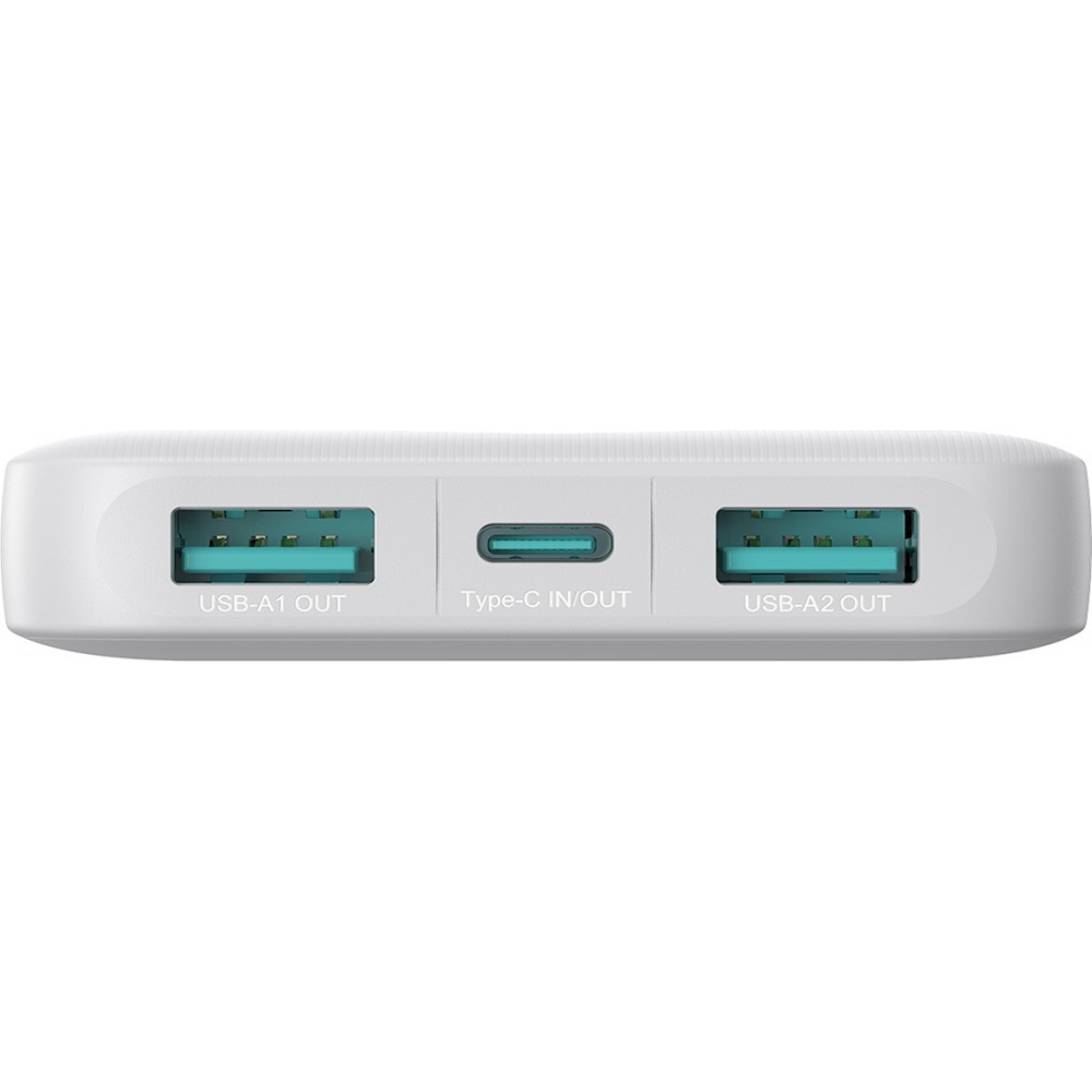 Joyroom 3 in 1 Powerbank mit 10000mAh Kapazität clean Design 2x USB-A 2.4 & 1x USB-C (In+Out) - Weiss
