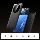 Joyroom Powerbank 3 en 1 avec capacité de 10000mAh clean Design 2x USB-A 2.4 & 1x USB-C (In+Out) - Noir