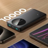 Joyroom Powerbank 3 en 1 avec capacité de 10000mAh clean Design 2x USB-A 2.4 & 1x USB-C (In+Out) - Noir