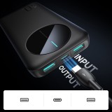 Joyroom Powerbank 3 en 1 avec capacité de 10000mAh clean Design 2x USB-A 2.4 & 1x USB-C (In+Out) - Noir