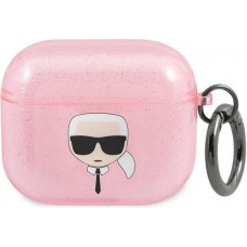 Coque AirPods 3 - Karl Lagerfeld Glitter Tête de Karl - Rose