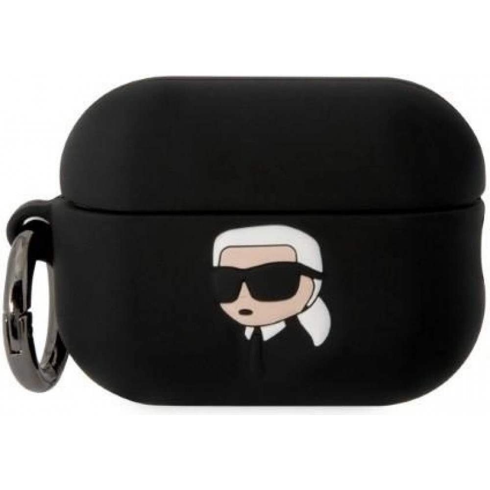 Coque AirPods Pro / Pro 2 - Karl Lagerfeld silicone 3D tête Karl - Noir