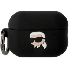 Coque AirPods Pro / Pro 2 - Karl Lagerfeld silicone 3D tête Karl - Noir