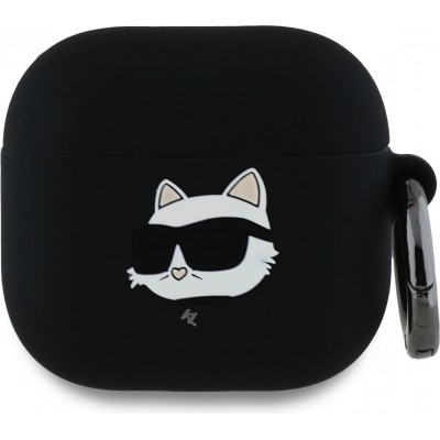 Coque AirPods 4 - Karl Lagerfeld t&ecirc;te Choupette 3D - Noir