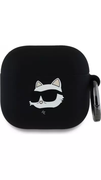 Coque AirPods 4 - Karl Lagerfeld t&ecirc;te Choupette 3D - Noir