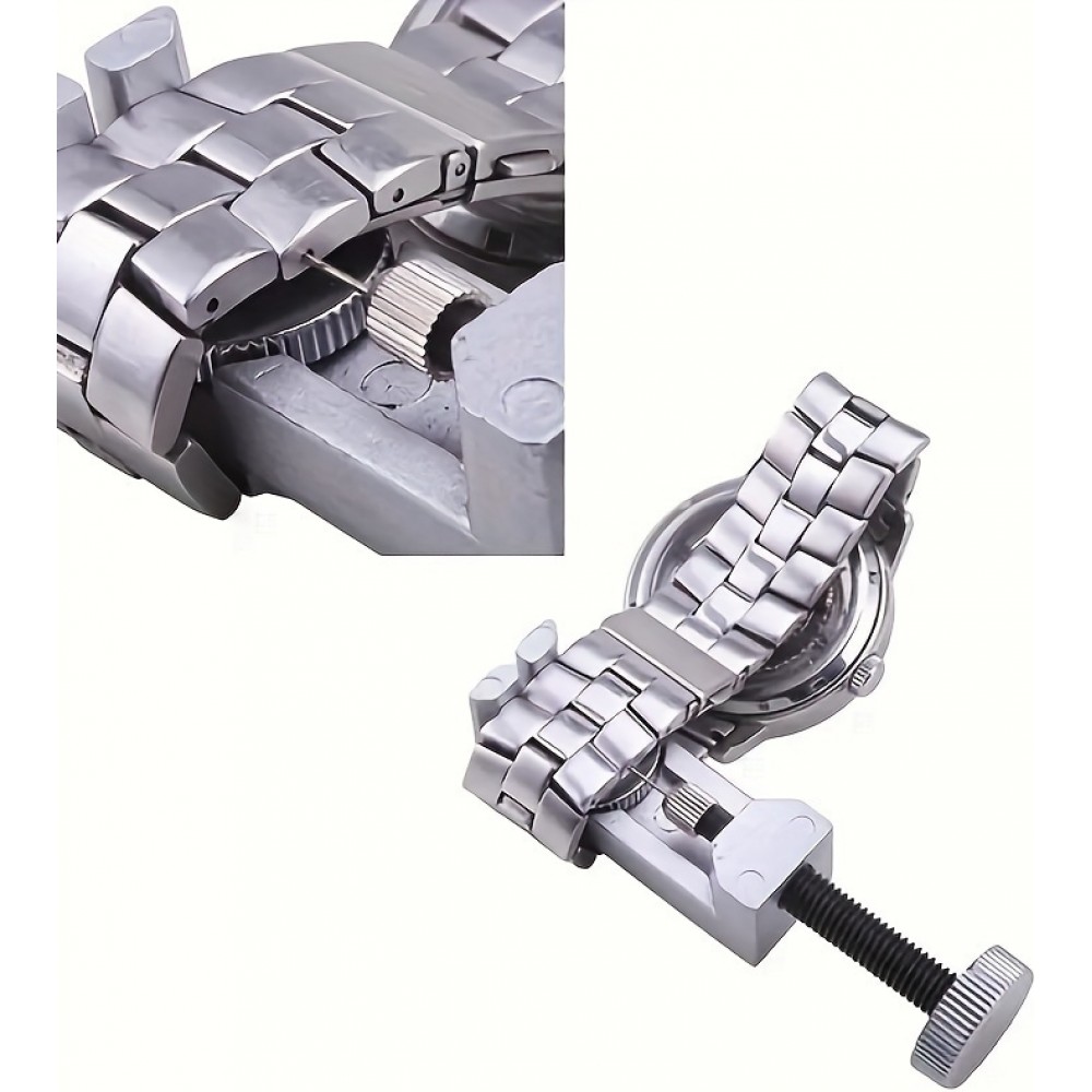 Uhren Einstellset mit Stiftentferner und Reparaturwerkzeugen für Metallarmbänder - Silber