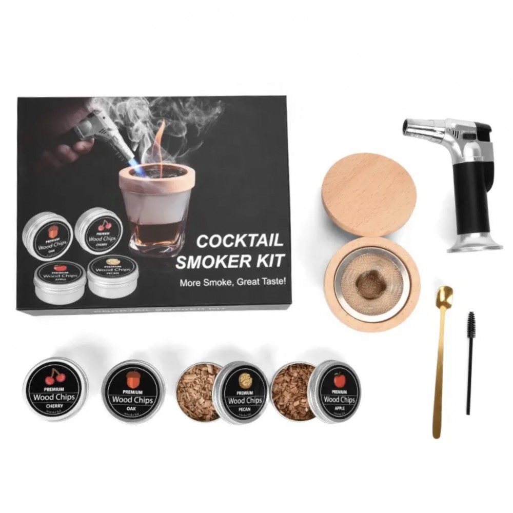 Cocktail Smoker Kit mit Heater sowie premium Wood 4 Holzsorten für smoking Whiskey & Bourbon