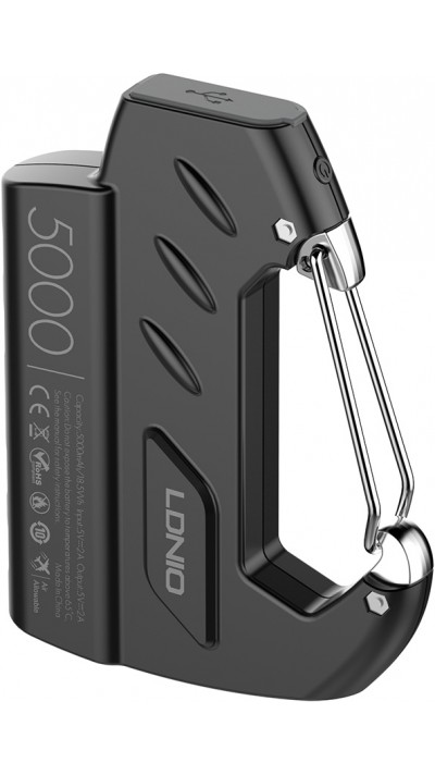 LDNIO Keychain Power Bank 10W 5000mAh - batterie externe avec mousqueton Outdoor - Noir