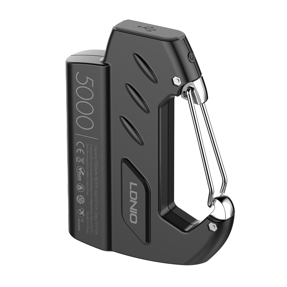 LDNIO Keychain Power Bank 10W 5000mAh - Externe Batterie mit Karabiner Outdoor - Schwarz