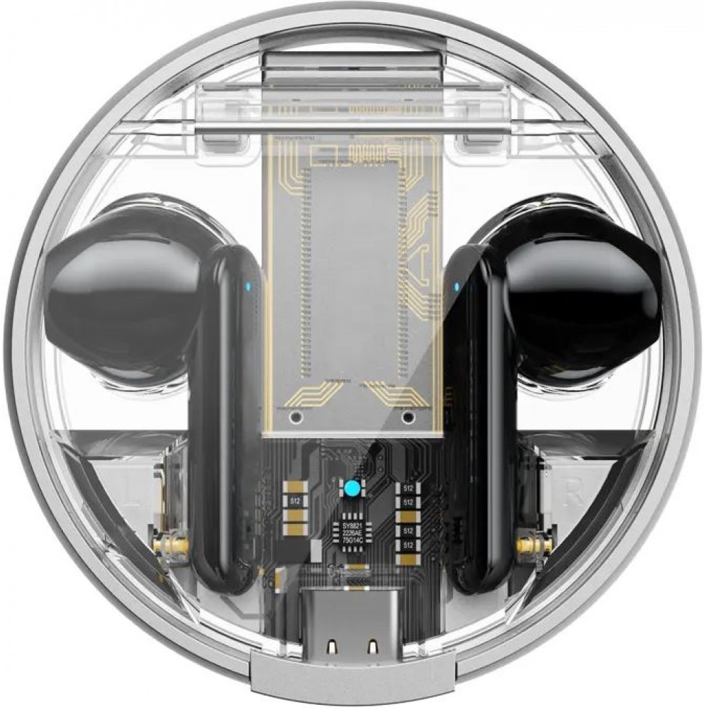 Lenovo LP8 Pro Ecouteurs Bluetooth sans fil In-Ear BT 5.2 avec étui de chargement transparent - Noir