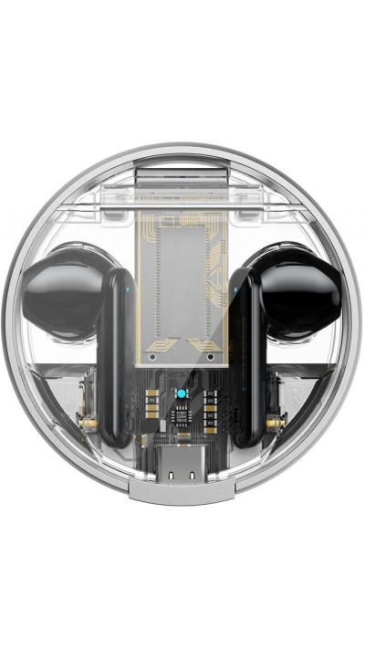 Lenovo LP8 Pro Ecouteurs Bluetooth sans fil In-Ear BT 5.2 avec étui de chargement transparent - Noir