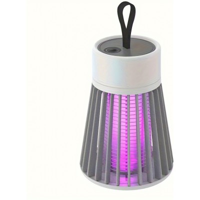 Tragbare kabellose USB wiederaufladbare LED Mückenlampe für Innen/Außen mit Aufhängeschlaufe - Weiss / grau