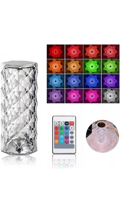 Lampe d’ambiance tactile portable sans fil effet cristal LED multicolore 16 couleurs - Petite taille (15 cm)