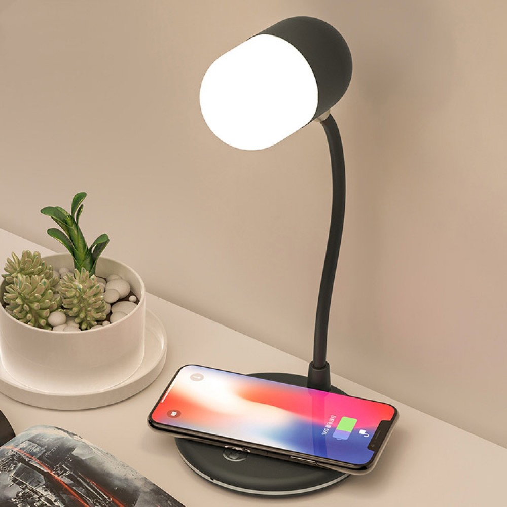 Petite lampe de table USB avec chargeur sans fil, lampe de chevet