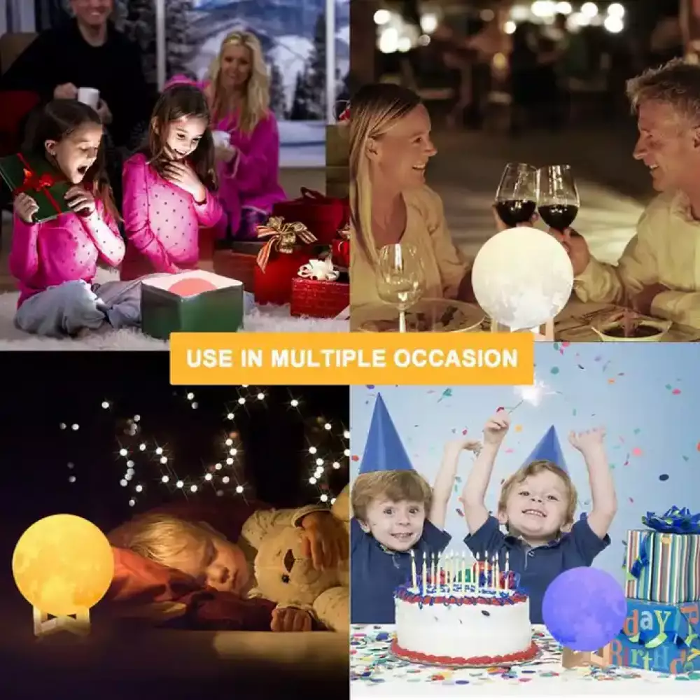 Lampe de chevet Lune 3D sans fil avec fonction tactile 8cm de diamètre