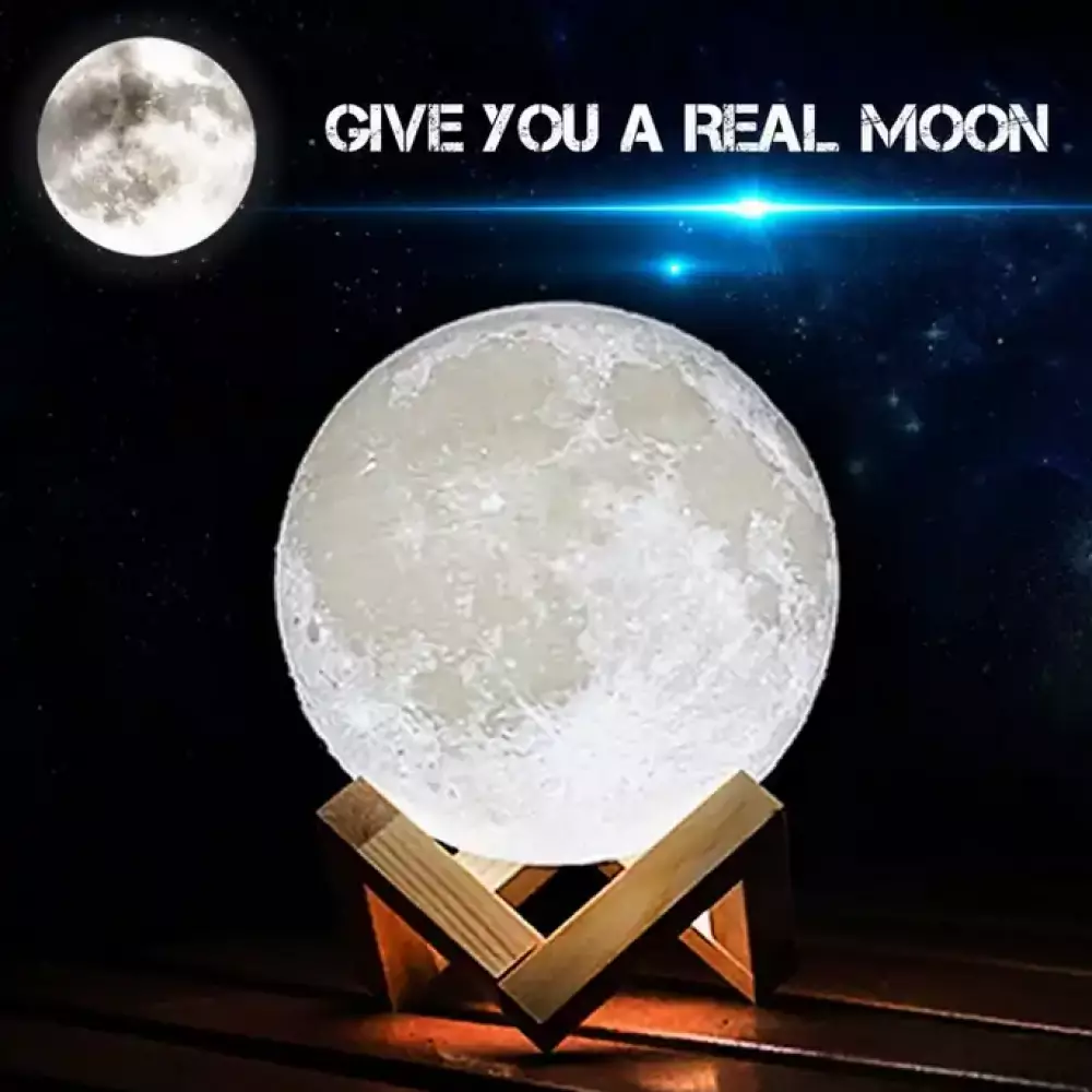 Lampe de chevet Lune 3D sans fil avec fonction tactile 8cm de diamètre