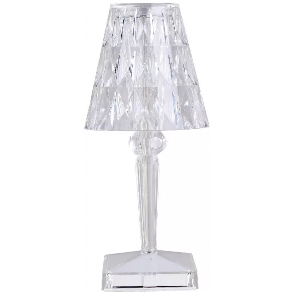 Lampe de chevet/table design transparente tactile style diamants/cristal et LED multicolores sans fil