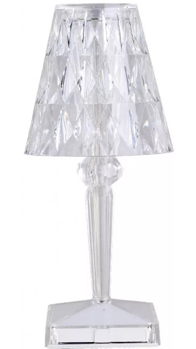 Lampe de chevet/table design transparente tactile style diamants/cristal et LED multicolores sans fil